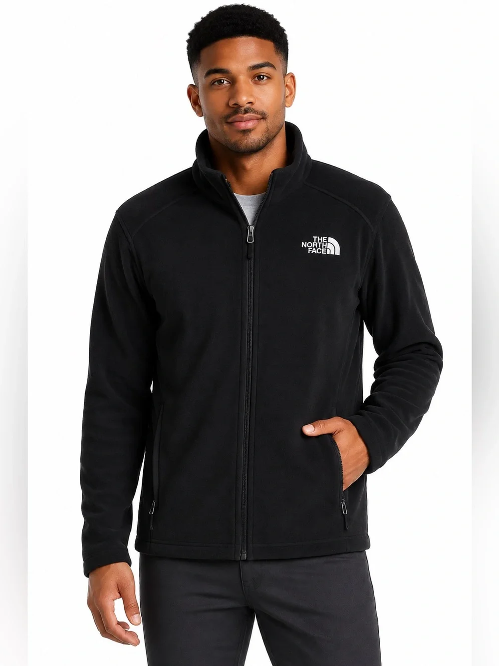 The North Face Men’s Large Black Full Zip Fleece Jacket Hiking Gorpcore